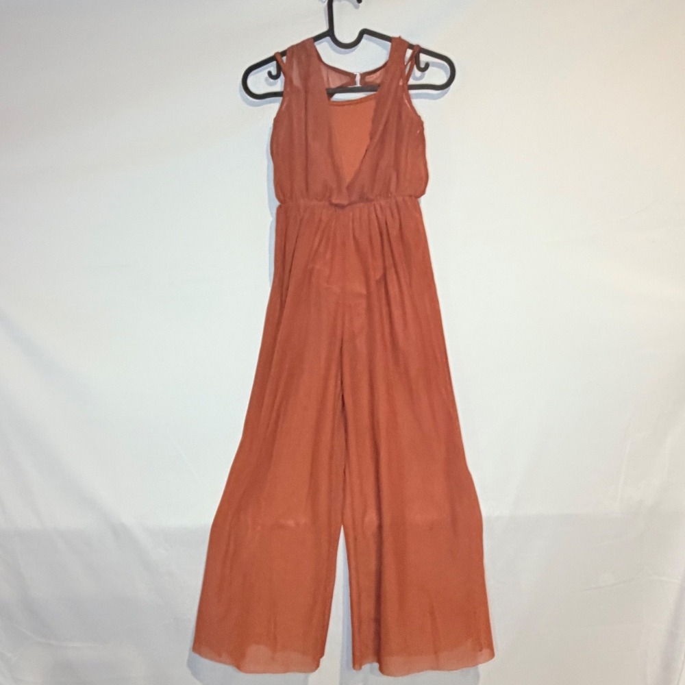 Balera MC Kids Terracotta Rust Mesh Wide Leg Open Back Dance Jumpsuit